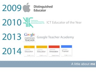 A little about me
ICT Educator of the Year
Google Teacher Academy
2010
2009
2013
2014
 
