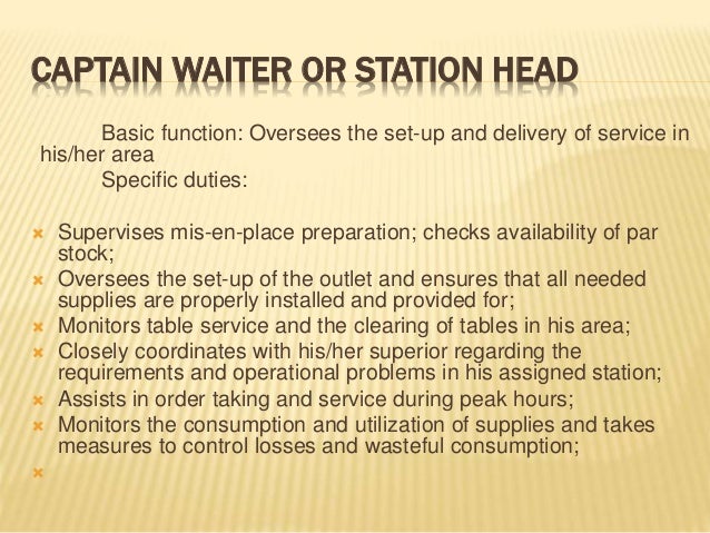 waiter job description