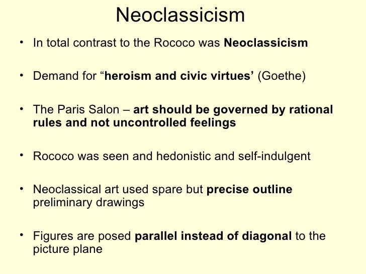 Match each neoclassical work with its characteristics.