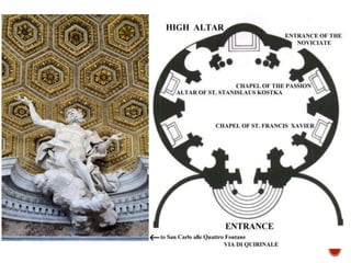  Bernini's most famous
building is likely the small
church of Sant'Andrea al
Quirinale ("Saint Andrew's
on Quirinal Hill"). Quirinal
hill is one of the "seven hills
of Rome".
 