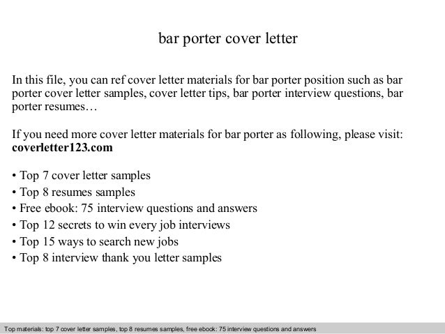 Bar Porter Cover Letter