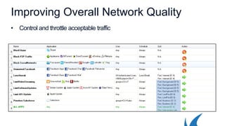 Improving Overall Network Quality
• Control and throttle acceptable traffic
 