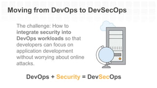 The challenge: How to
integrate security into
DevOps workloads so that
developers can focus on
application development
wit...