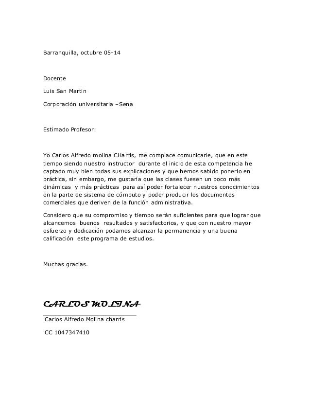 Carta de satisfacción