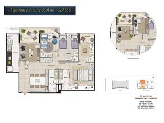 3 quartos com suíte de 91 m² - Col 1 e 6
 