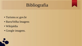 Bibliografia
● Turismo.sc.gov.br
● BarraVelha Imagens
● Wikipédia
● Google imagens.
 