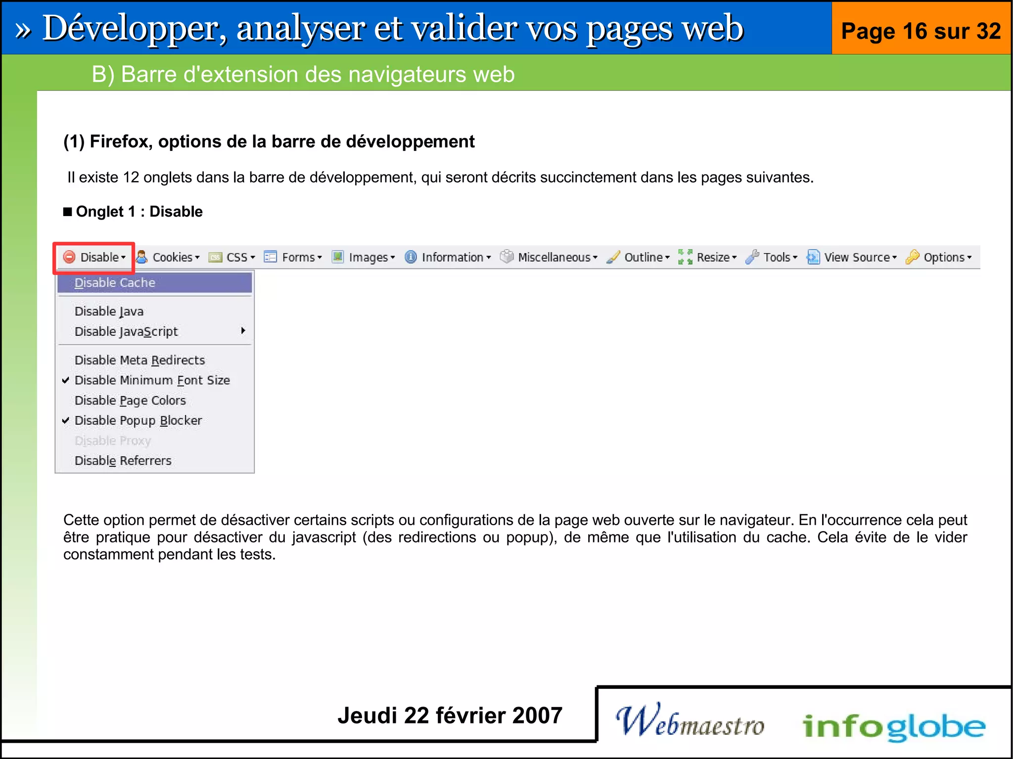 Barre pour développeur Firefox et Eclipse