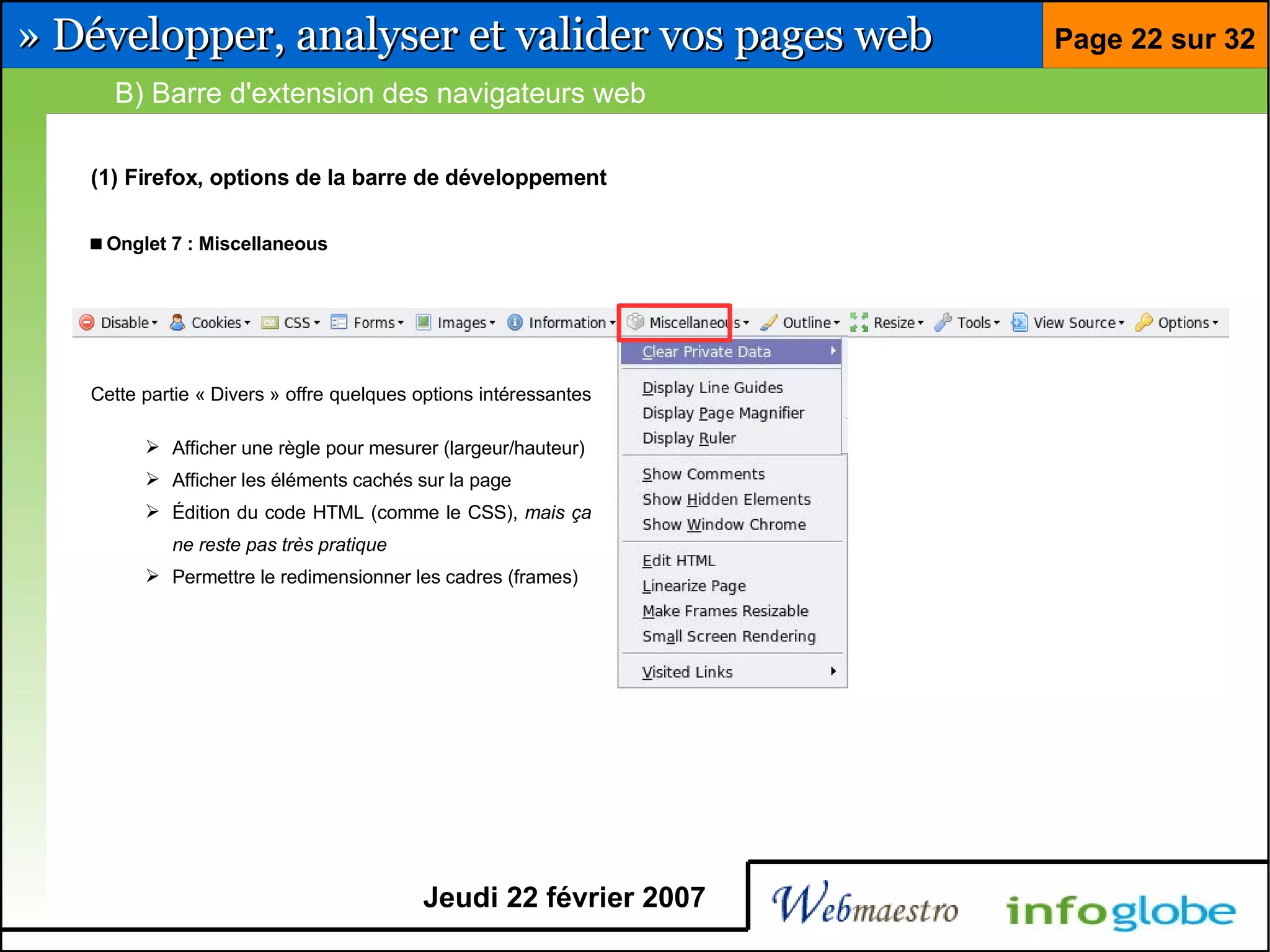 Barre pour développeur Firefox et Eclipse