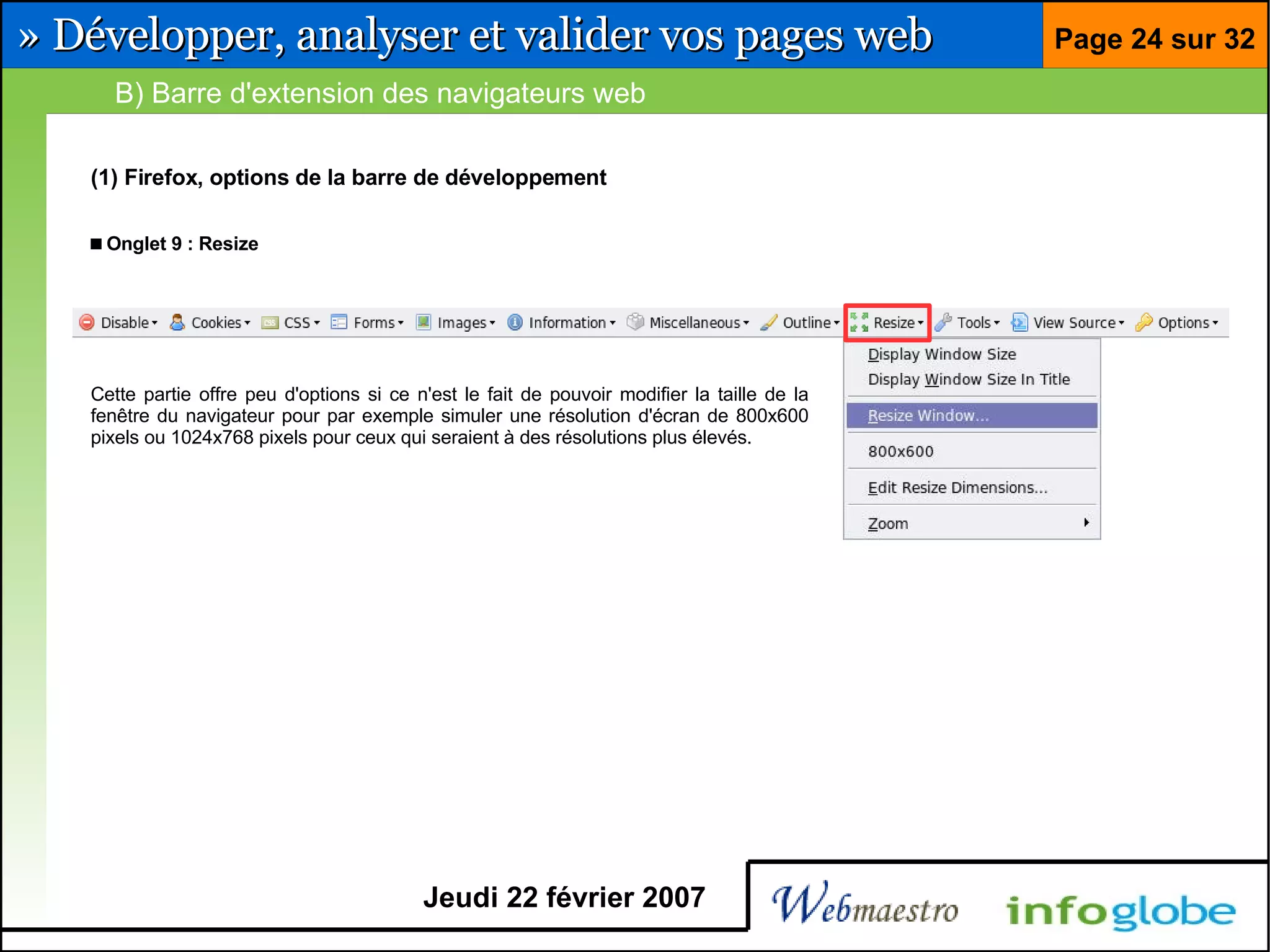 Barre pour développeur Firefox et Eclipse