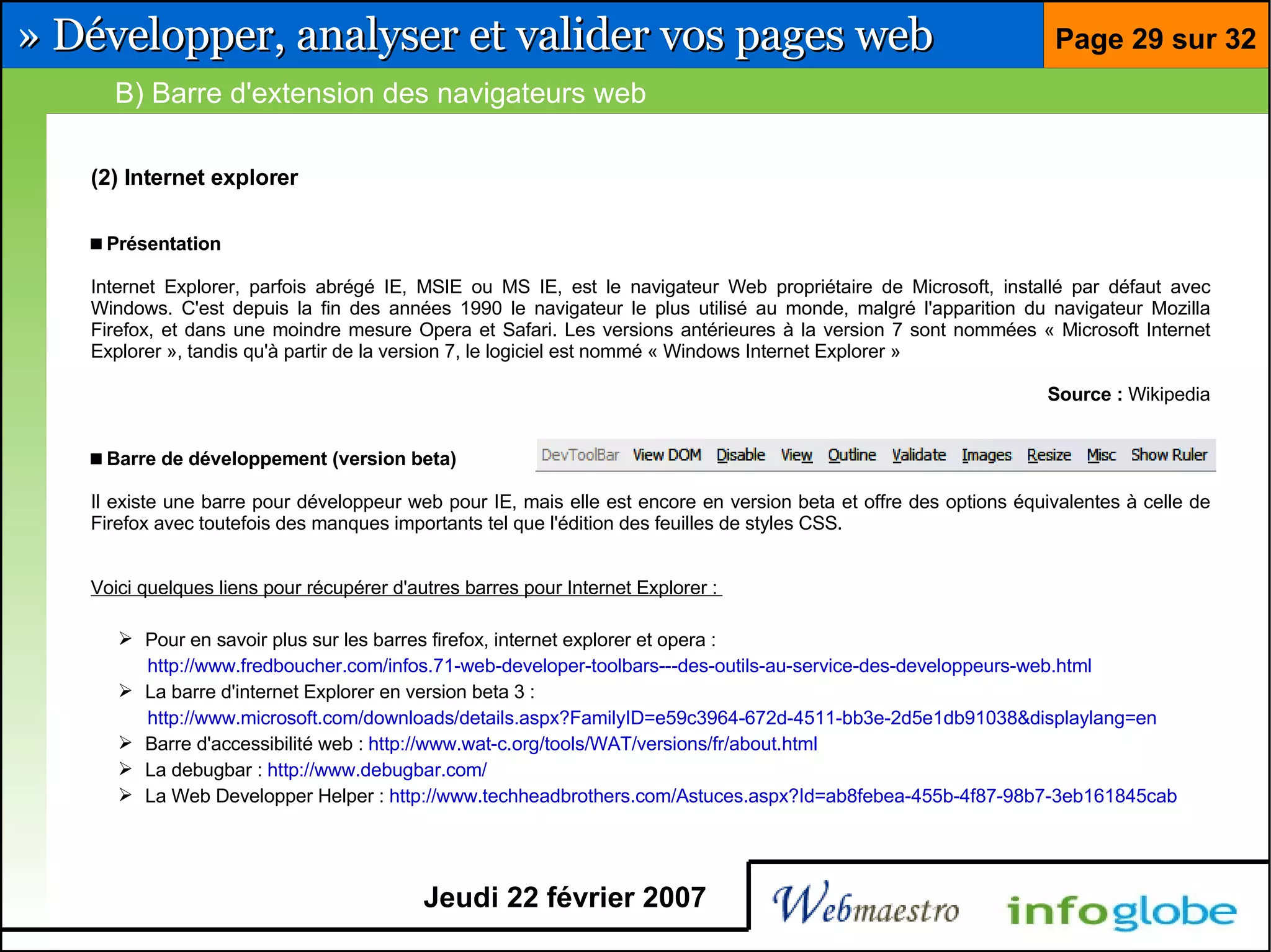 Barre pour développeur Firefox et Eclipse