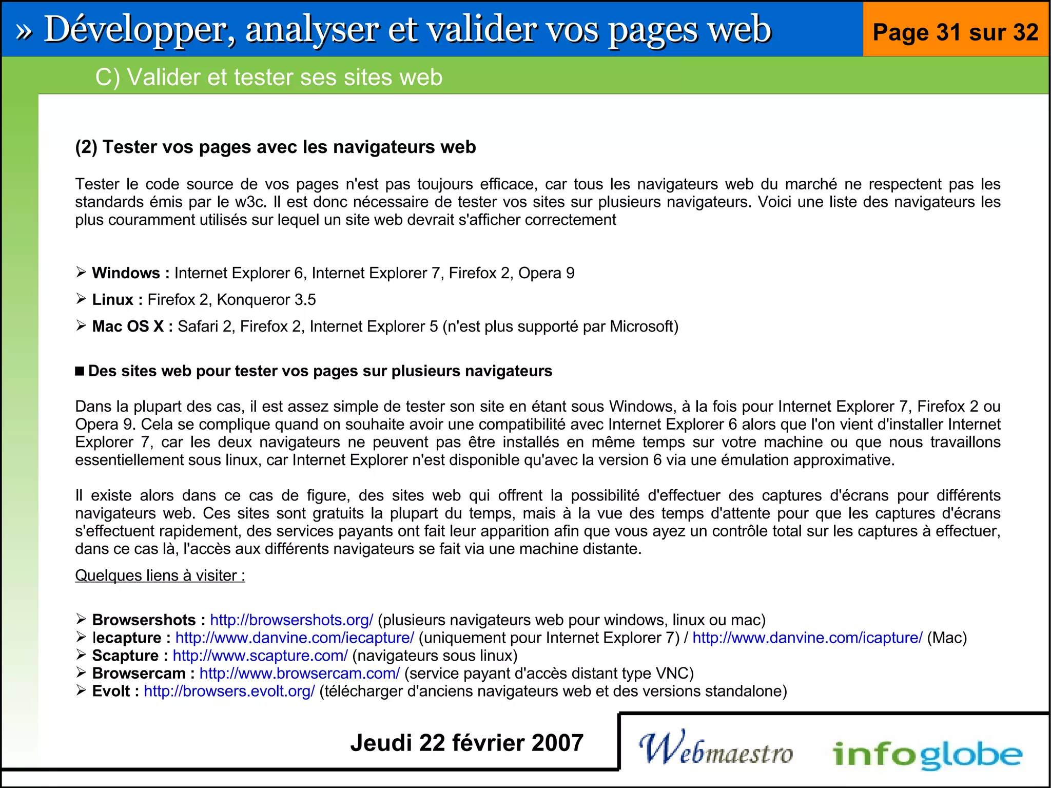 Barre pour développeur Firefox et Eclipse