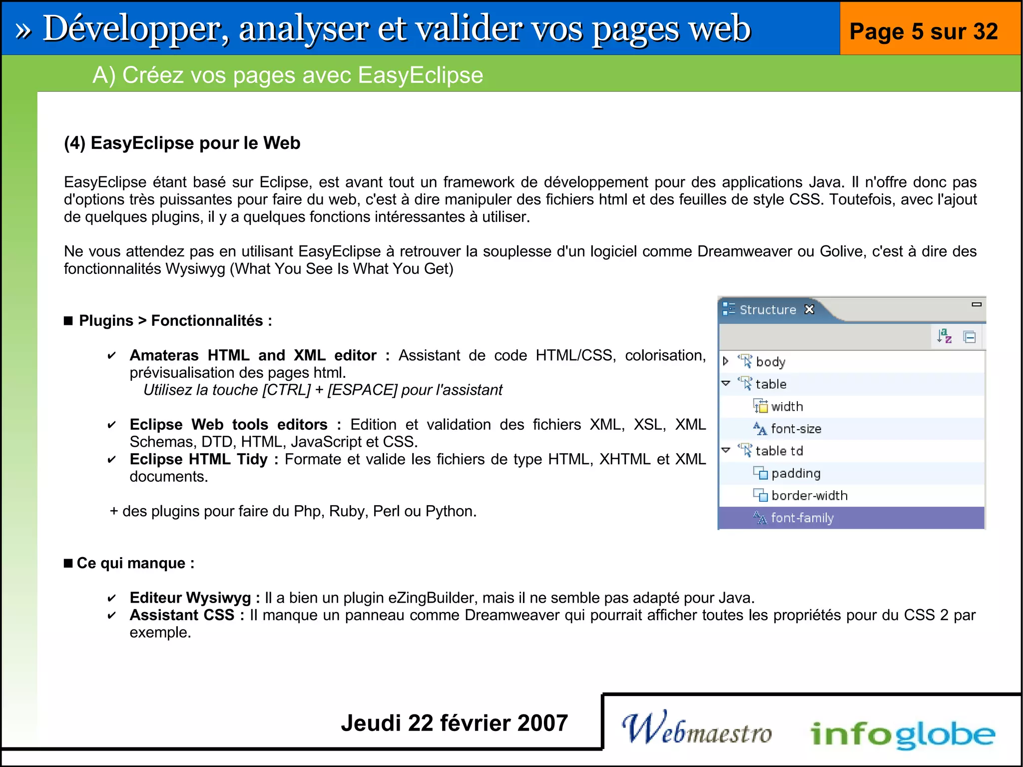 Barre pour développeur Firefox et Eclipse