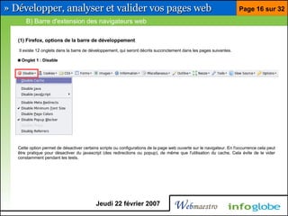 Barre pour développeur Firefox et Eclipse
