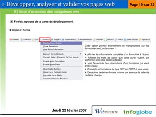 Barre pour développeur Firefox et Eclipse