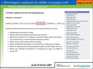 Barre pour développeur Firefox et Eclipse