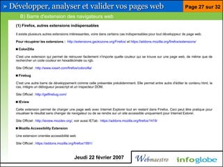 Barre pour développeur Firefox et Eclipse