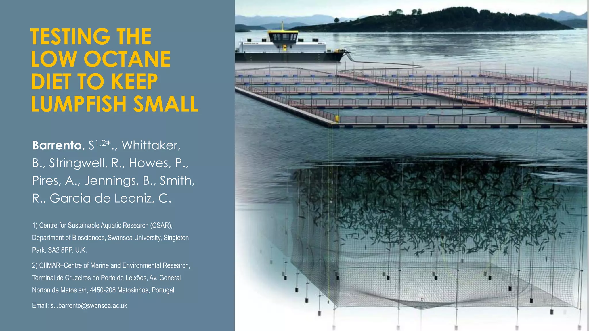 TESTING THE LOW OCTANE DIET TO KEEP LUMPFISH SMALL: AQUACULTURE EUROPE ...