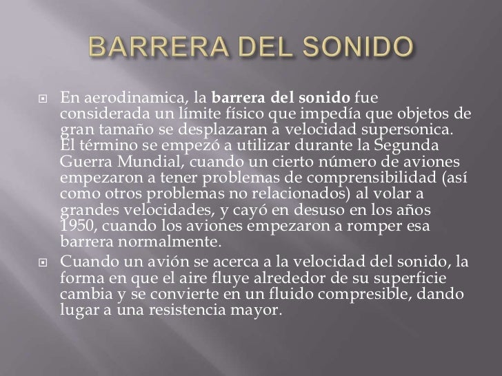 Barrera del sonido y numero mach