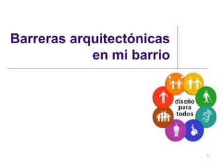 1
Accesibilidad y
Barreras Arquitectónicas
en mi entorno
Sandra Álvarez Moreno
 