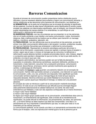 Barreras De La Comunicacion