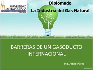 Diplomado
      La Industria del Gas Natural




BARRERAS DE UN GASODUCTO
     INTERNACIONAL
                     Ing. Angie Pérez
 