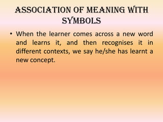 Level in reading skillThe level we have identified are:recognition of words;association of meaning with symbols;literal comprehension;interpretation;critical reading;creative reading.