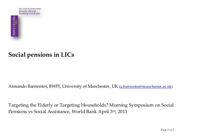 Pensions Core Course 2013 Pensions In Low Income Countries
