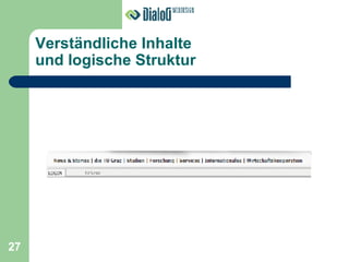 Verständliche Inhalte  und logische Struktur 27 