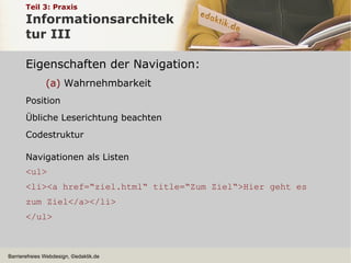 Inhalt (Markup) und Layout (CSS) trennen. 