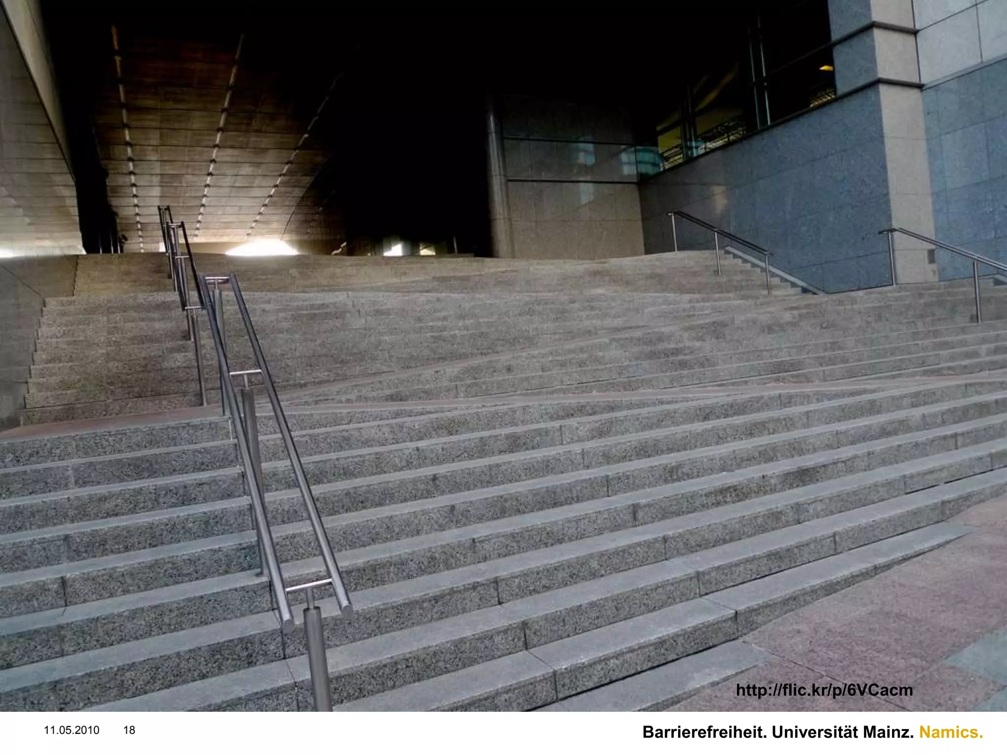 Barrierefreiheit„Barrierefrei sind […] Systeme der Informationsverarbeitung […], wenn sie für behinderte Menschen in der allgemein üblichen Weise, ohne besondere Erschwernis und grundsätzlich ohne fremde Hilfe zugänglich und nutzbar sind.“Behindertengleichstellungsgesetz6Barrierefreiheit. Universität Mainz.21.05.2010