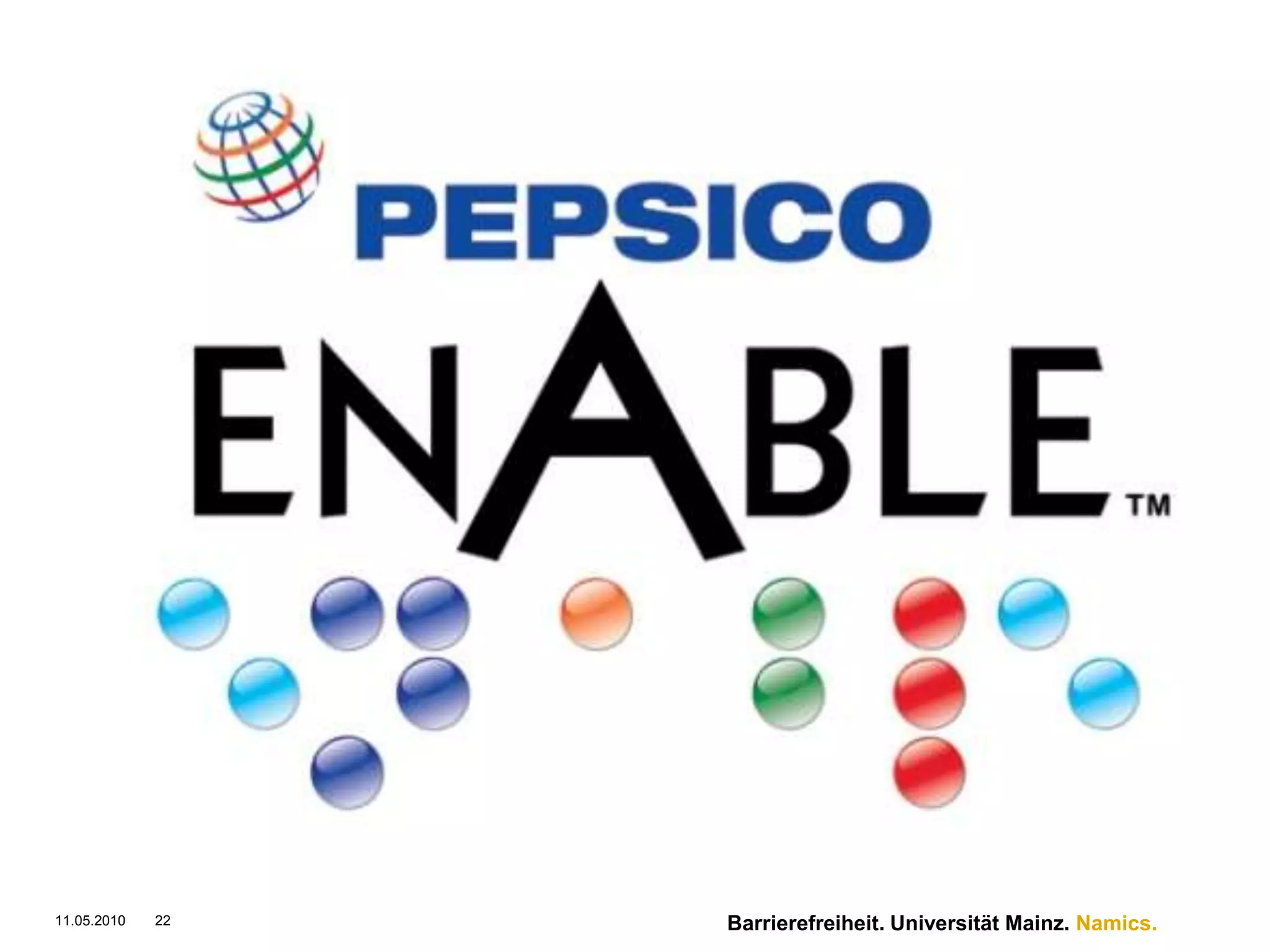 11.05.201010Fokuswechsel: „Behinderte“ setzt die Behinderung in den Vordergrund.„Menschen mit Behinderungen“setzt den Menschen in den Mittelpunkt.http://flic.kr/p/6SEierBarrierefreiheit. Universität Mainz. Namics.