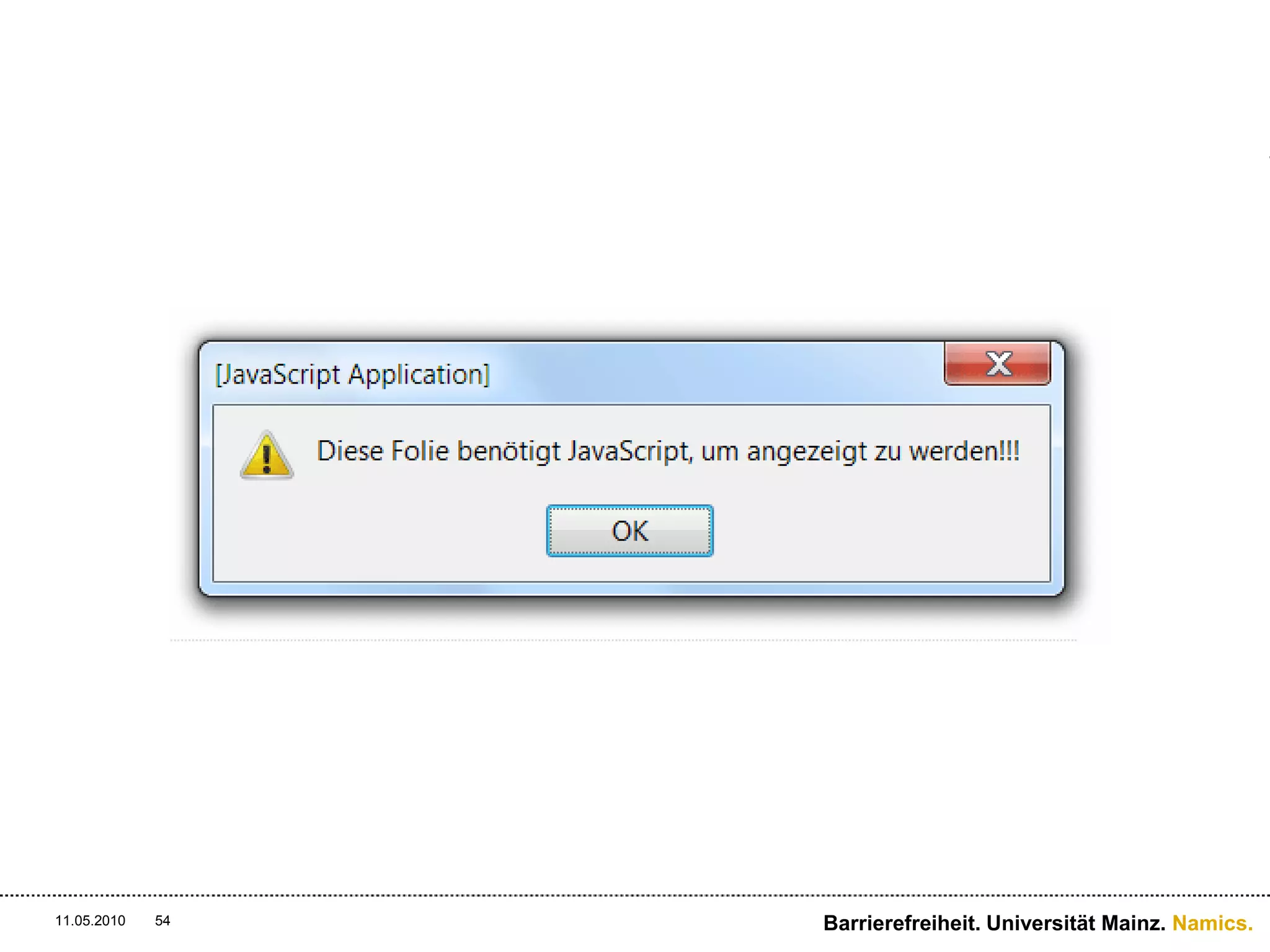 Barrierefreiheit. Universität Mainz. Namics.11.05.201042