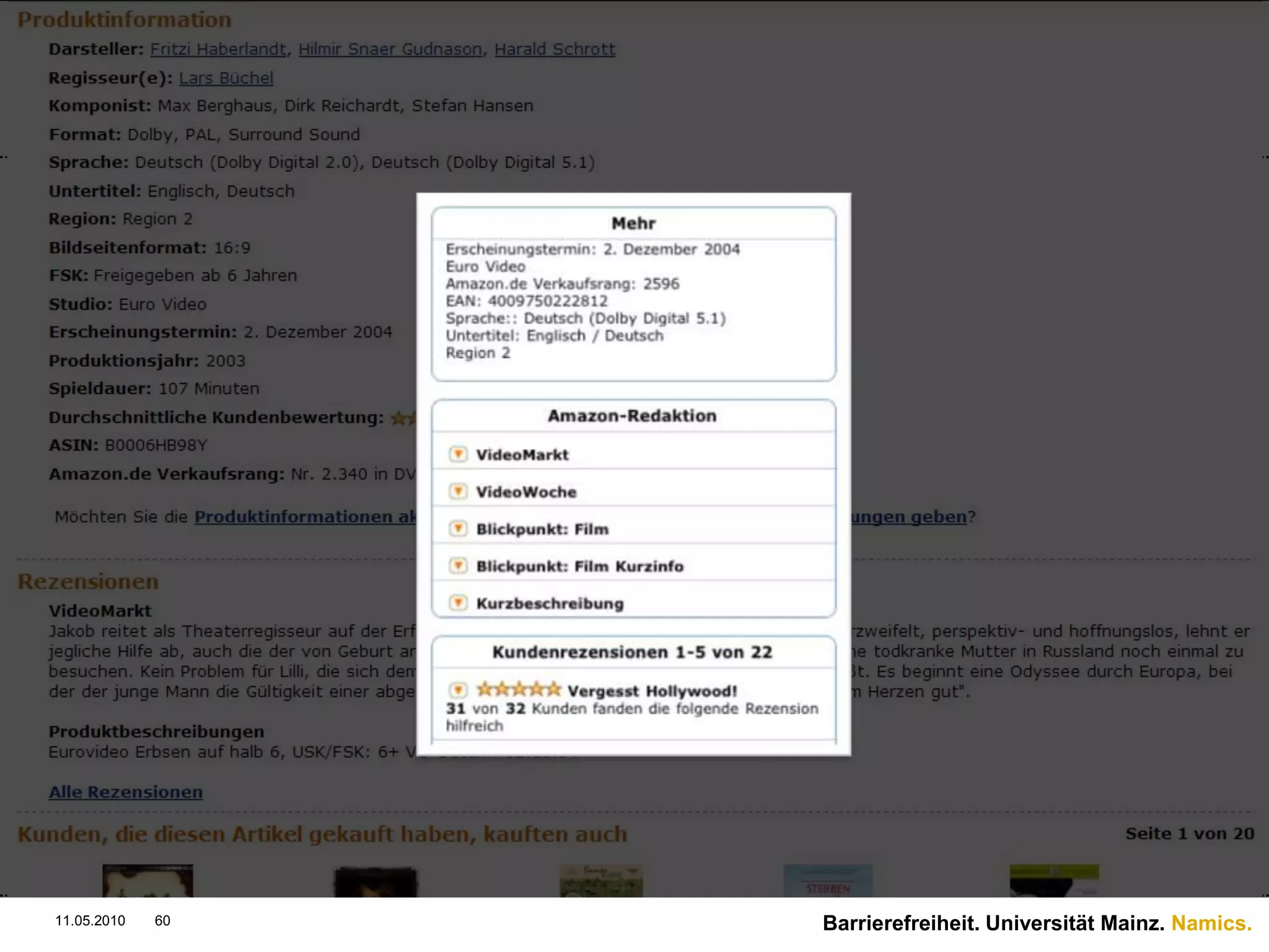 Schriftgröße: 16pxBarrierefreiheit. Universität Mainz. Namics.11.05.201048