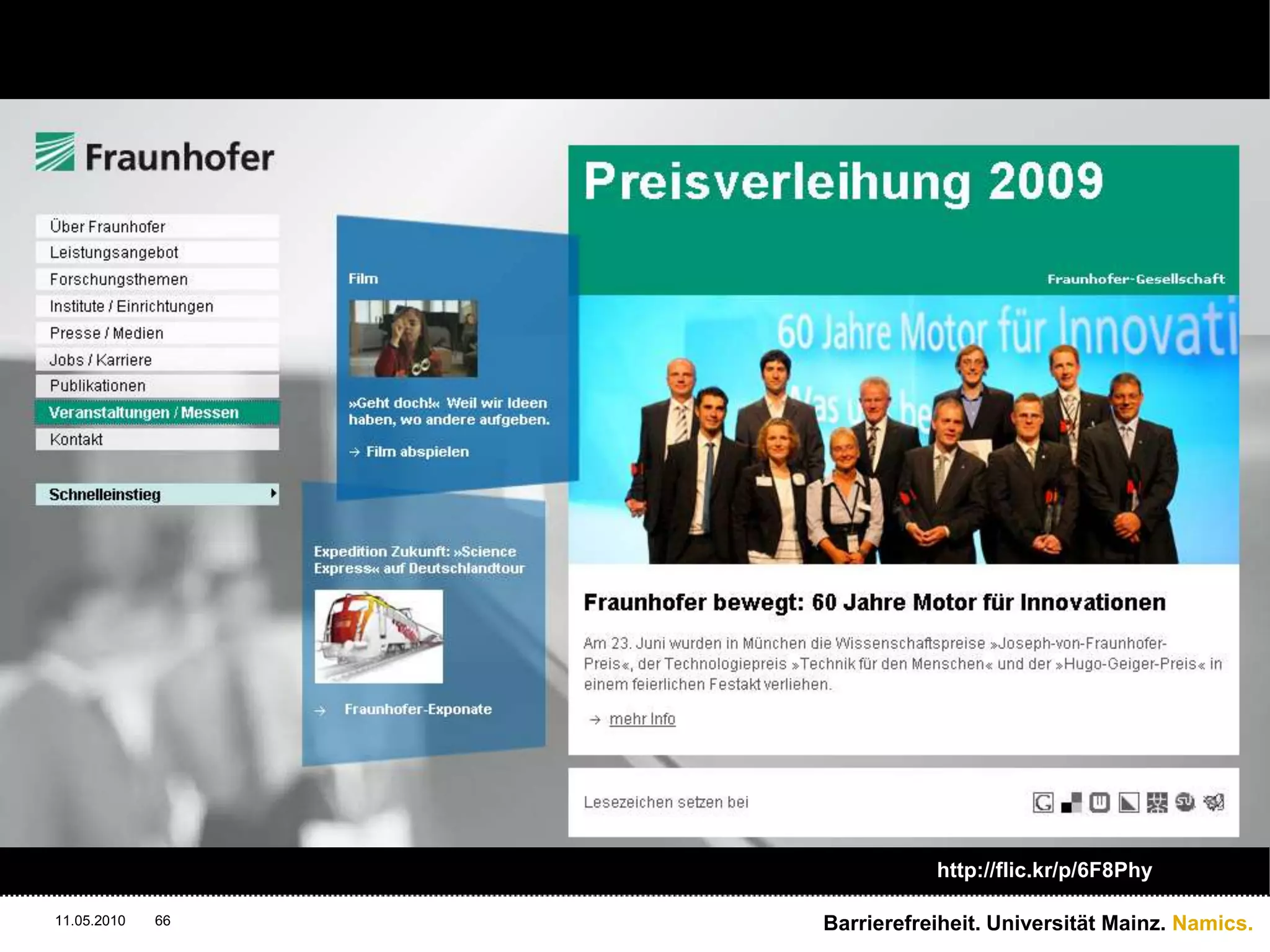 Barrierefreiheit. Universität Mainz. Namics.11.05.201054