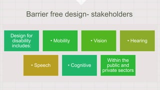 BARRIER FREE DESIGN - Lecture Indus university | PPTX
