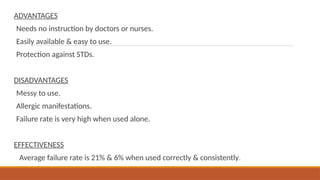 Comprehensive Overview of Barrier and Chemical Contraceptive Methods | PPTX