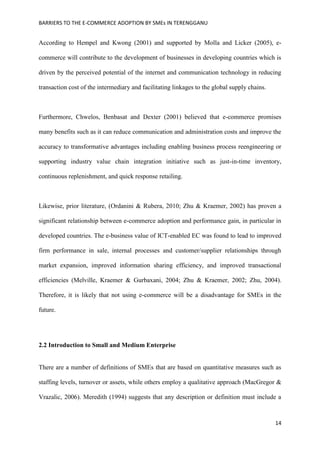 Barrier of e commerce adoption in SMEs | PDF
