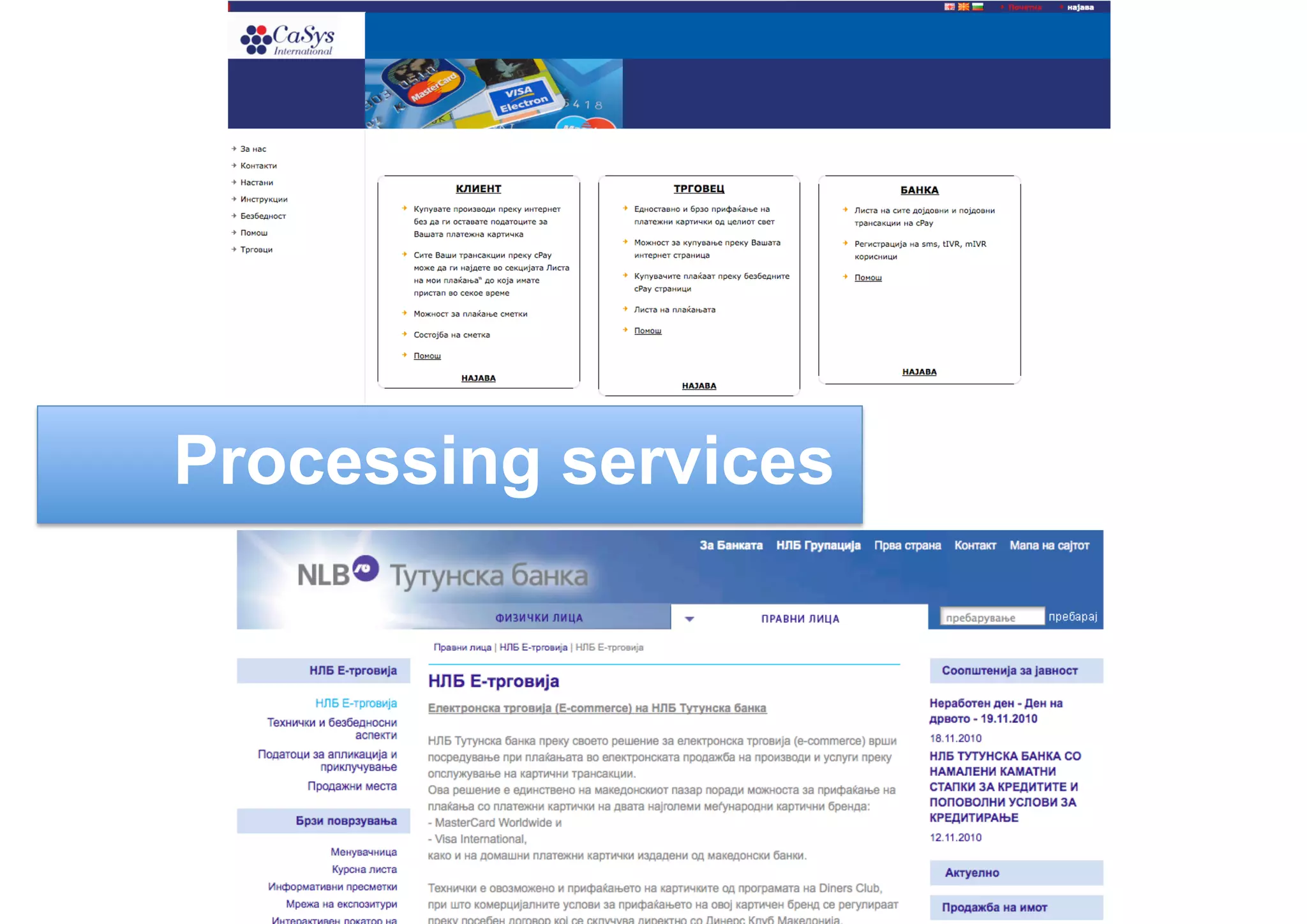 Processing services
 