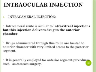 Intraoccular Injection For barriers and routes of occular drug delivery system.pptx