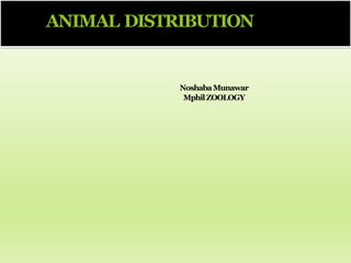 ANIMAL DISTRIBUTION
NoshabaMunawar
MphilZOOLOGY
 