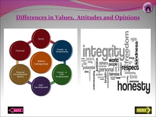 Differences in Values, Attitudes and Opinions
 