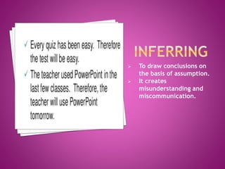  To draw conclusions on
the basis of assumption.
 It creates
misunderstanding and
miscommunication.
 