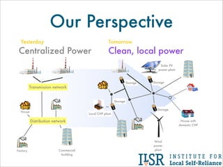 Barriers to Distributed Generation


• Tradition
• Capital
• Cash Flow
• Legal
• Utility
 