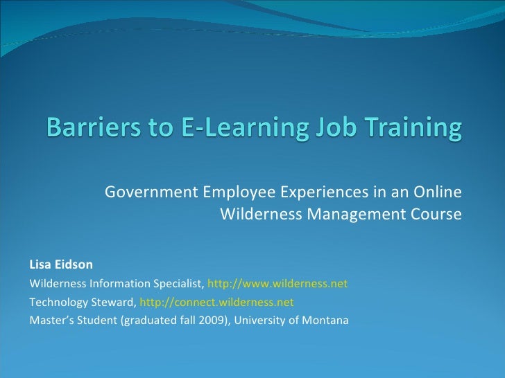 Slidecast Barriers To E Learning Job Training With Sound