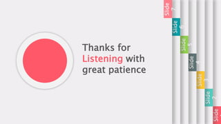 Slide
Slide
2
Slide
3
Slide
4
Slide
5
Slide
6
Slide
7
Thanks for
Listening with
great patience
 