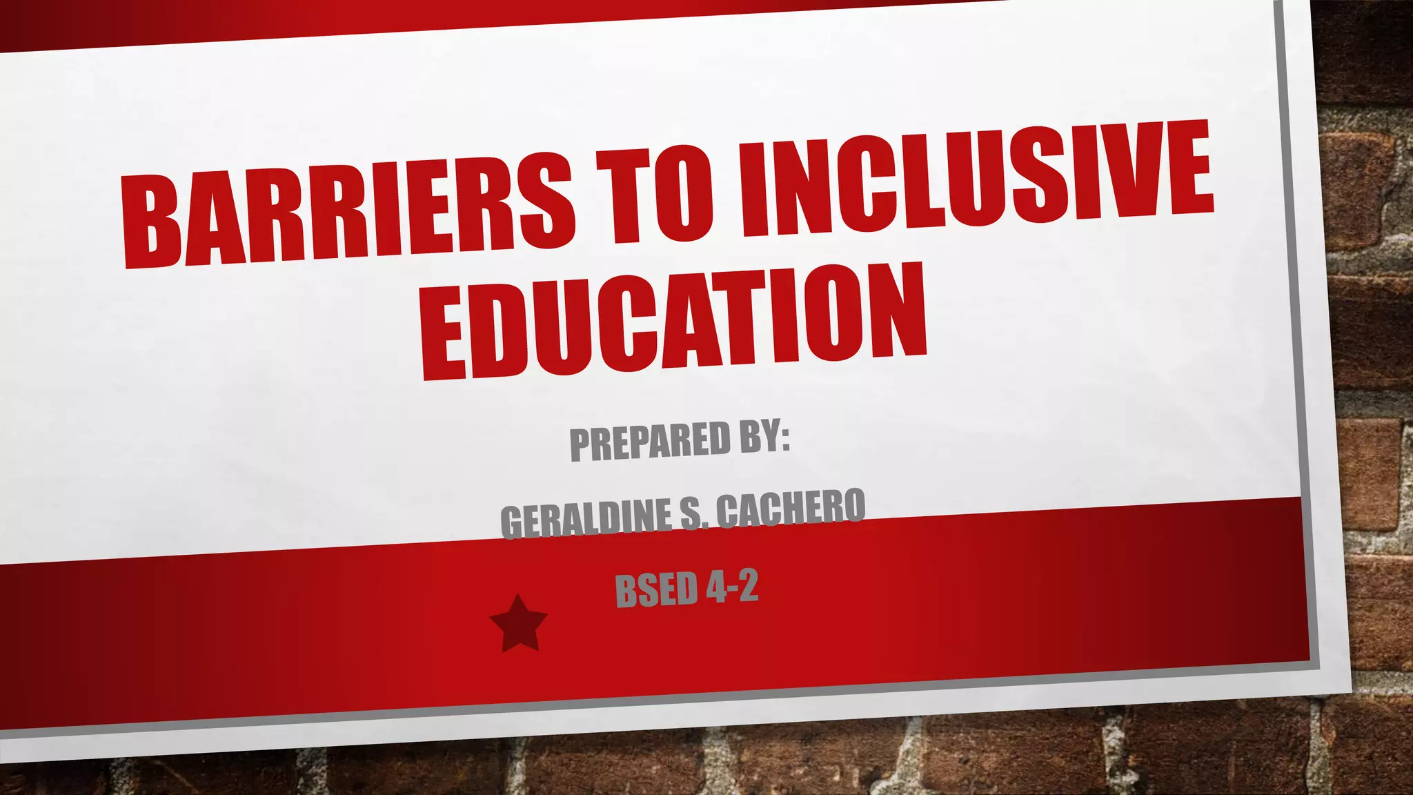 Barriers to inclusive education | PPTX