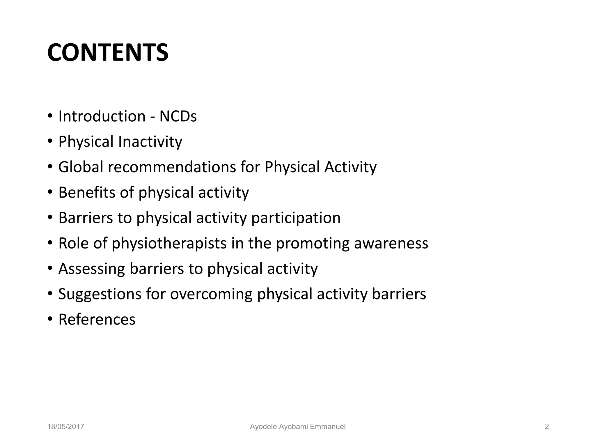 Barriers to physical activity participation among adults | PPT | Free ...