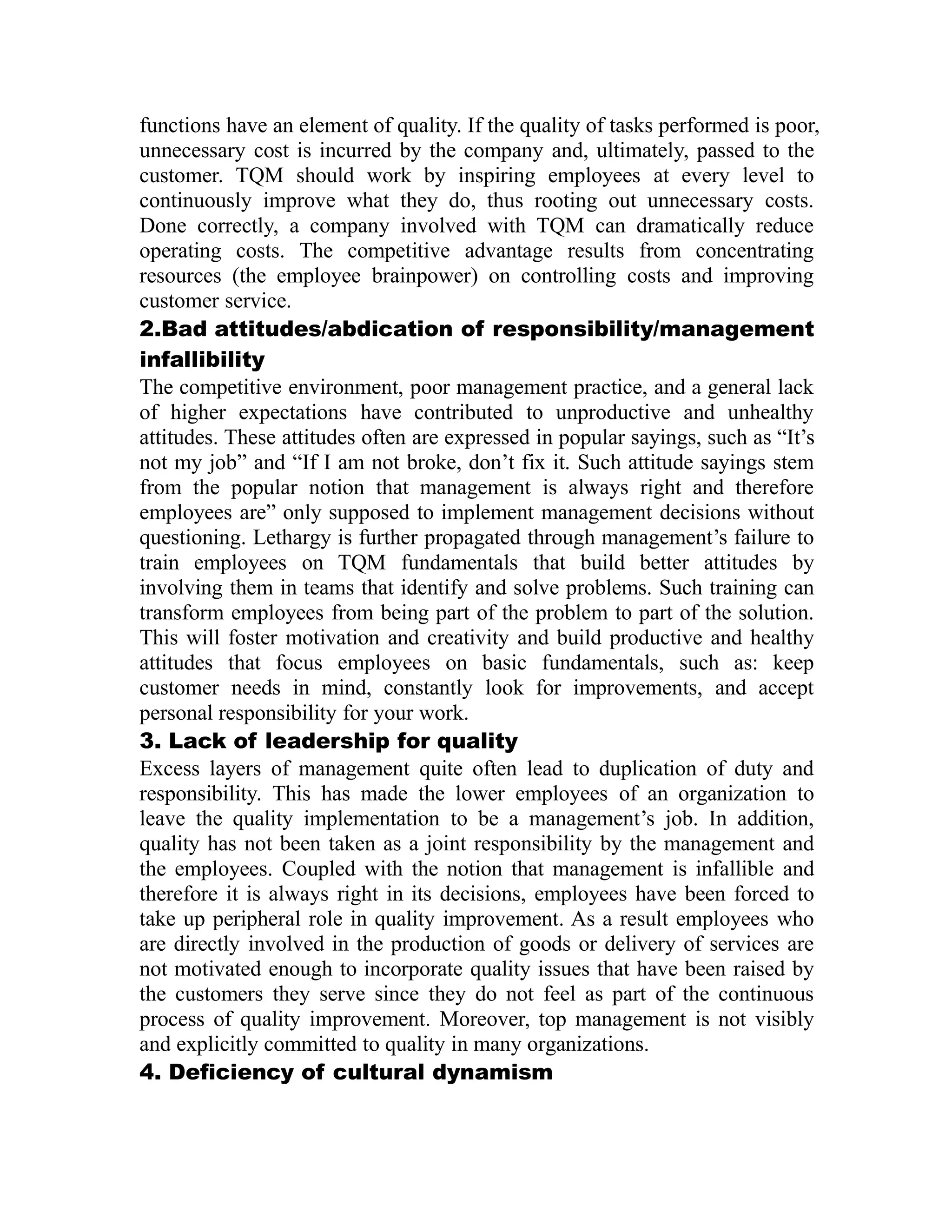 Barriers to total quality management implementation By Mahr M.Haseeb ...