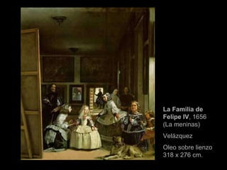 La Familia de Felipe IV , 1656 (La meninas) Velázquez Oleo sobre lienzo 318 x 276 cm. 