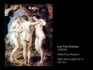 Las  Tres Gracias,  1625/30 Peter Paul Rubens  Oleo sobre tabla 221 x 181 cm. 